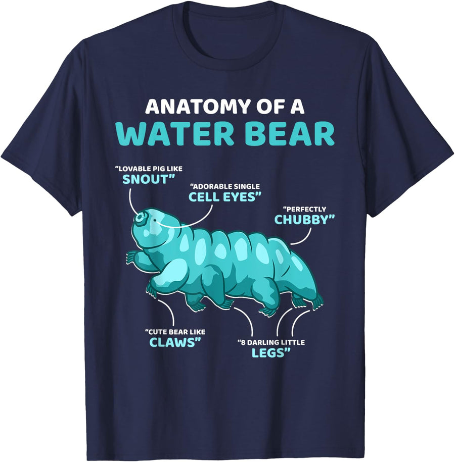 Tardigrade Anatomy Of Water Bear Microbiologist Tardigrades T-Shirt - Navy Blue