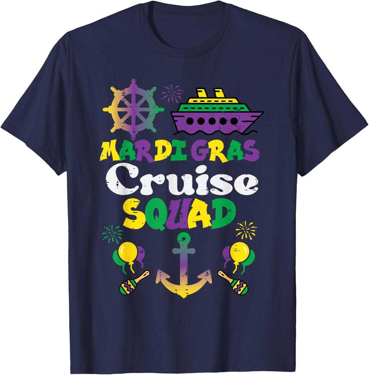 Mardi Gras Cruise Squad Family Matching Crew Men Women Kids T-Shirt - Navy Blue