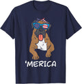 Merica Boxer Dog American USA 4th Of July Fourth Dog Women T-Shirt - Navy Blue