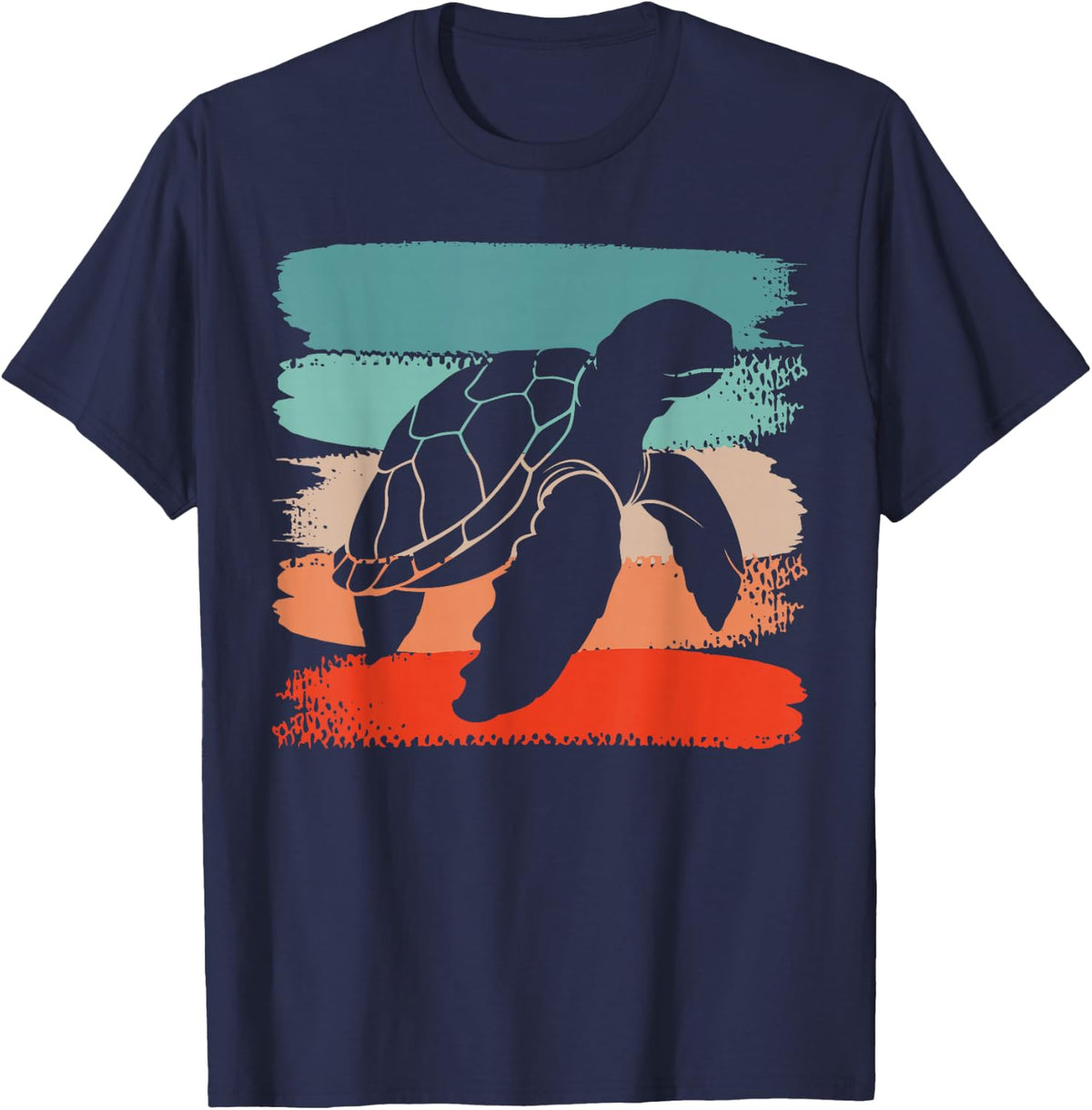 Retro Sea Turtle T-Shirt - Navy Blue