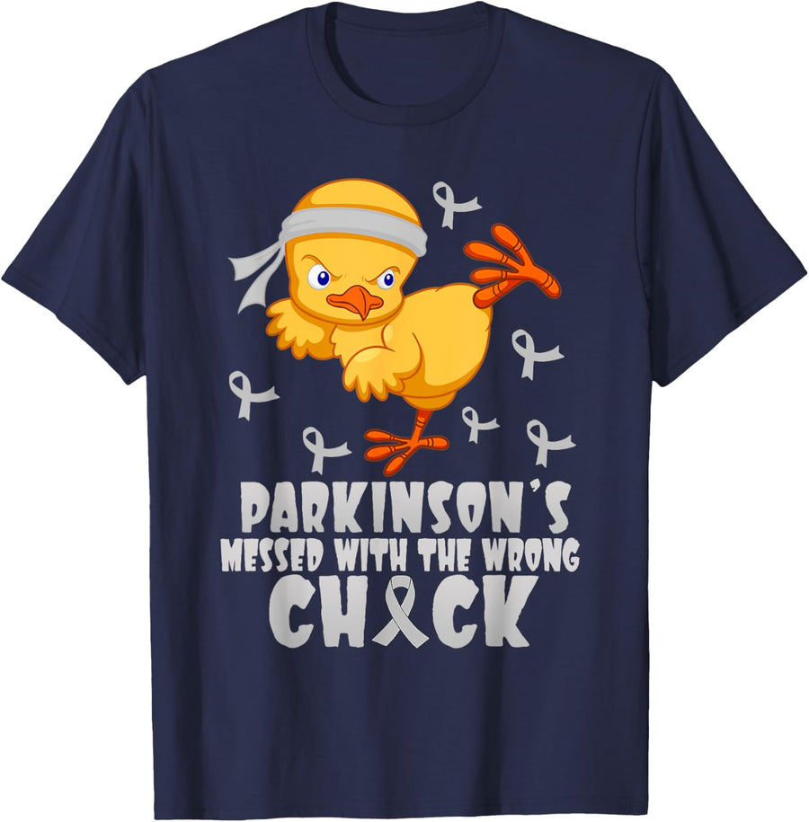 Parkinson’s Messed With The Wrong Chick T-Shirt - Navy Blue