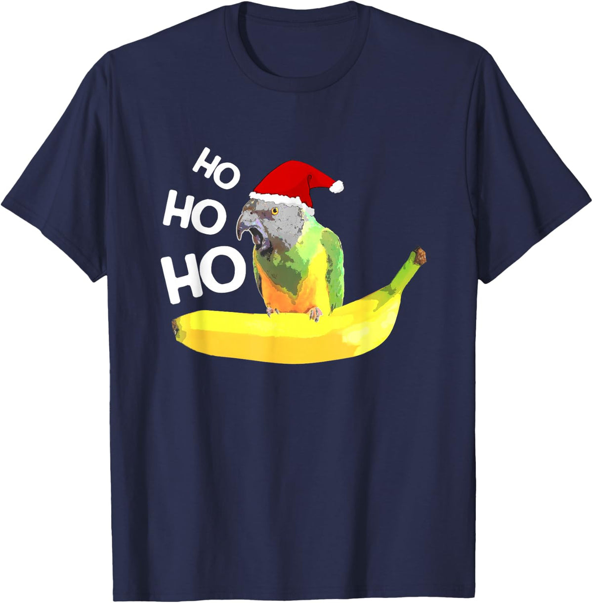 Santa Parrot Senegal Christmas T-Shirt - Navy Blue
