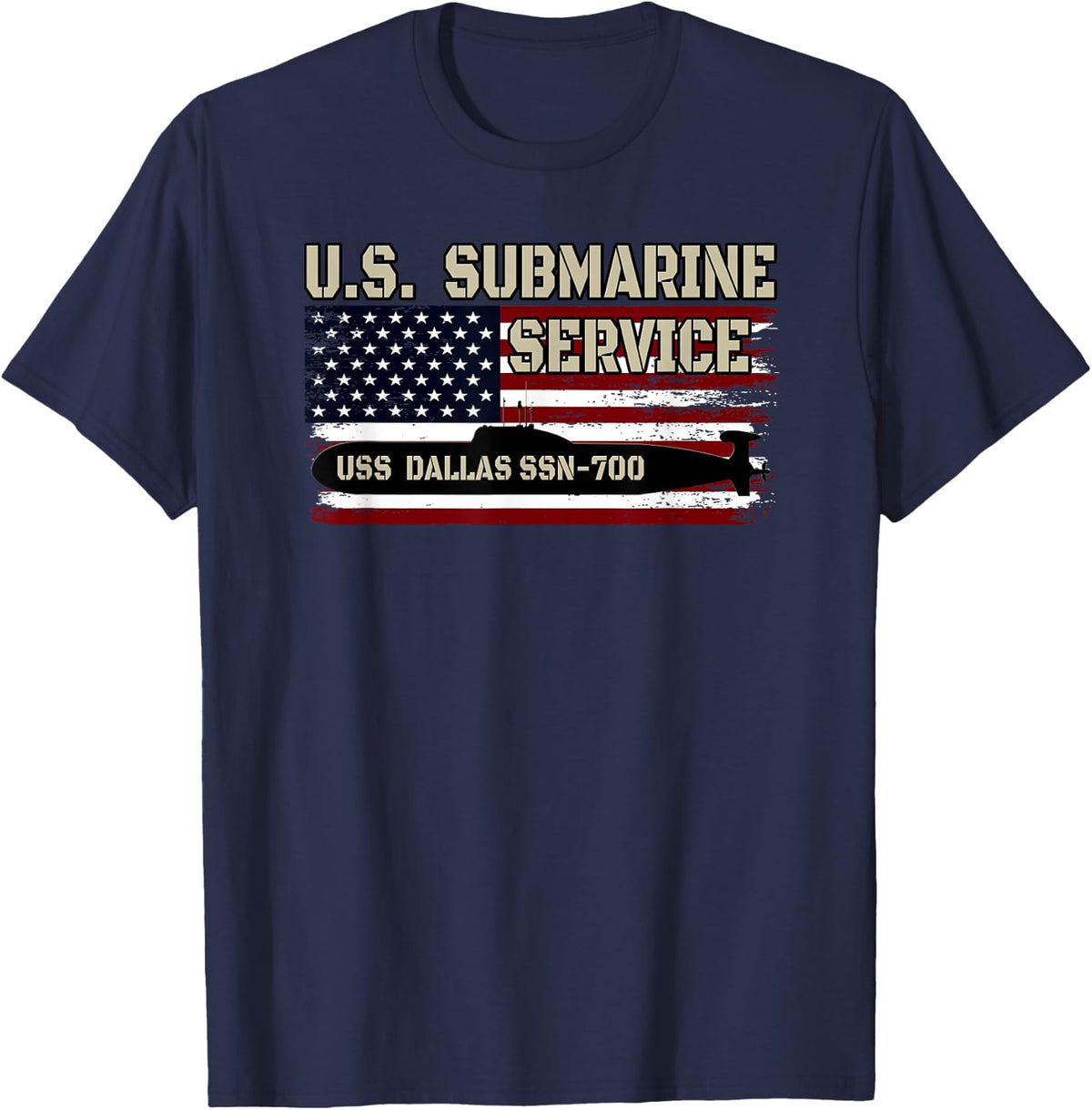 USS Dallas SSN-700 Submarine Veterans Day Father's Day T-Shirt - Navy Blue