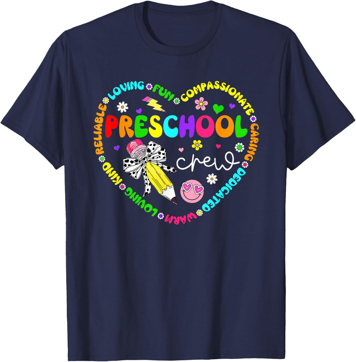 Preschool Crew Back to School Pre K Teacher Student Kids T-Shirt - Navy Blue