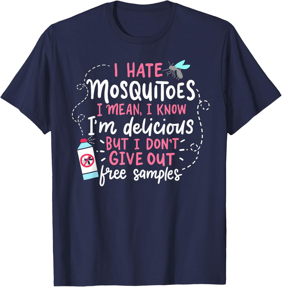Funny Mosquito Gifts And Gardener Designs Black Mosquito Haters Gift Funny Mosquito T-Shirt - Navy Blue