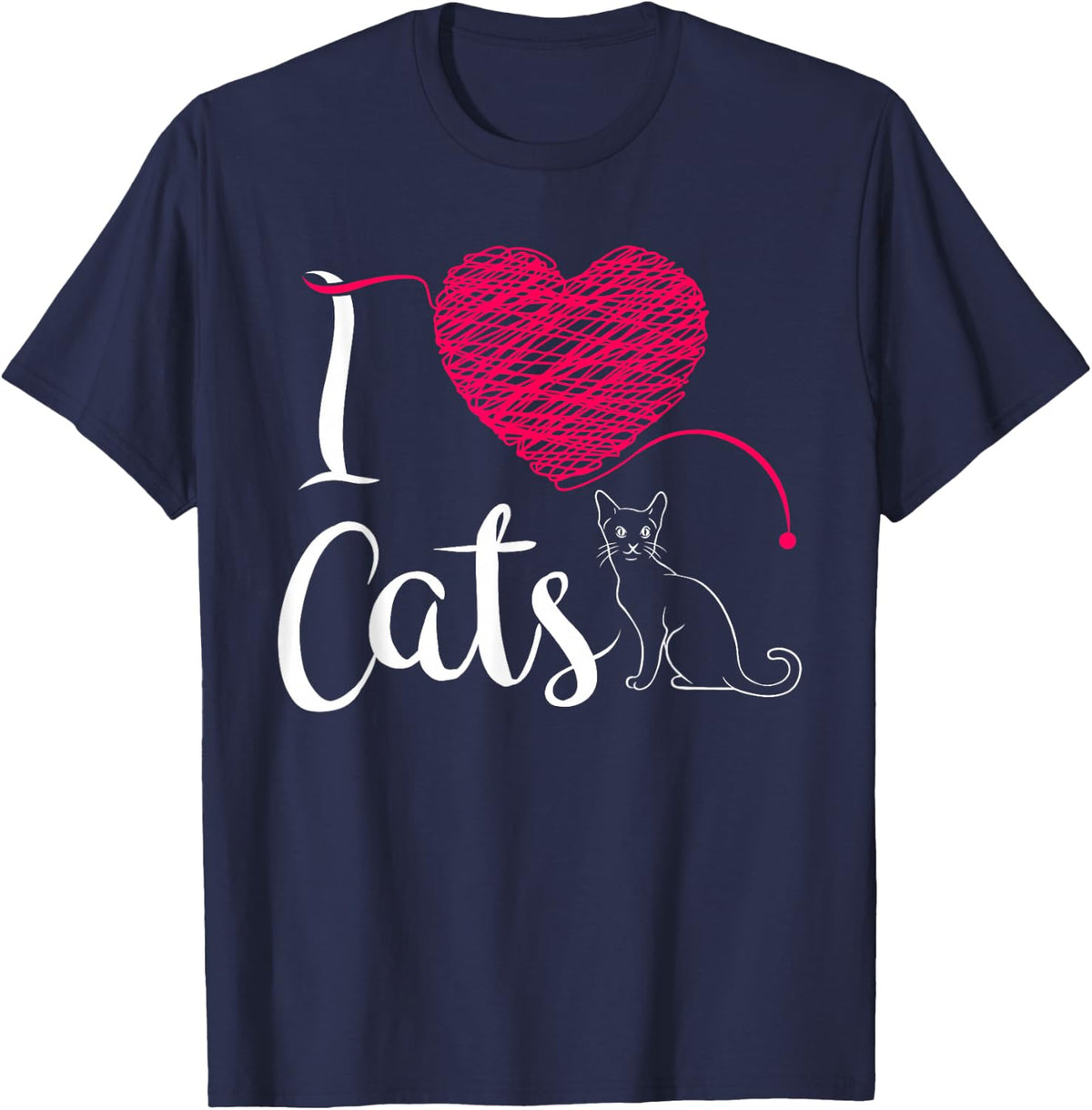 I Love Cats & Kittens - Cat Lover T-Shirt - Navy Blue