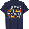 I Survived My 1st Year Of Teaching Funny New Teacher T-Shirt - Navy Blue