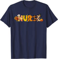 Funny Nurse Turkey Fall Thanksgiving Scrub Top RN ICU ER T-Shirt - Navy Blue