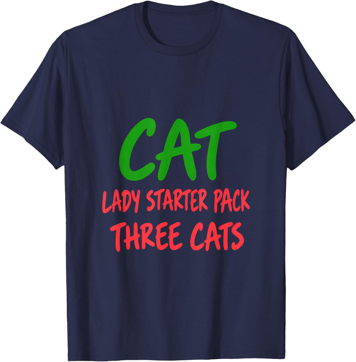 Cat Lady Starter Pack Three Cats T-Shirt - Navy Blue