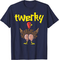 Twerky Turkey Butt Funny Thanksgiving Twerk Dance Pun Gift T-Shirt - Navy Blue