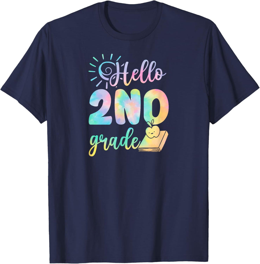 Hello 2nd Grade Second Grader School Picture Day Sunshine T-Shirt - Navy Blue