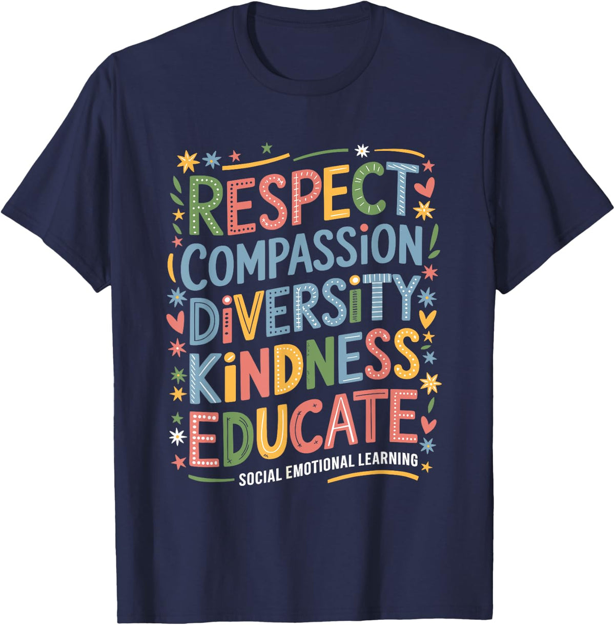 Respect Educate Social Emotional Learning, SEL Counselor T-Shirt - Navy Blue