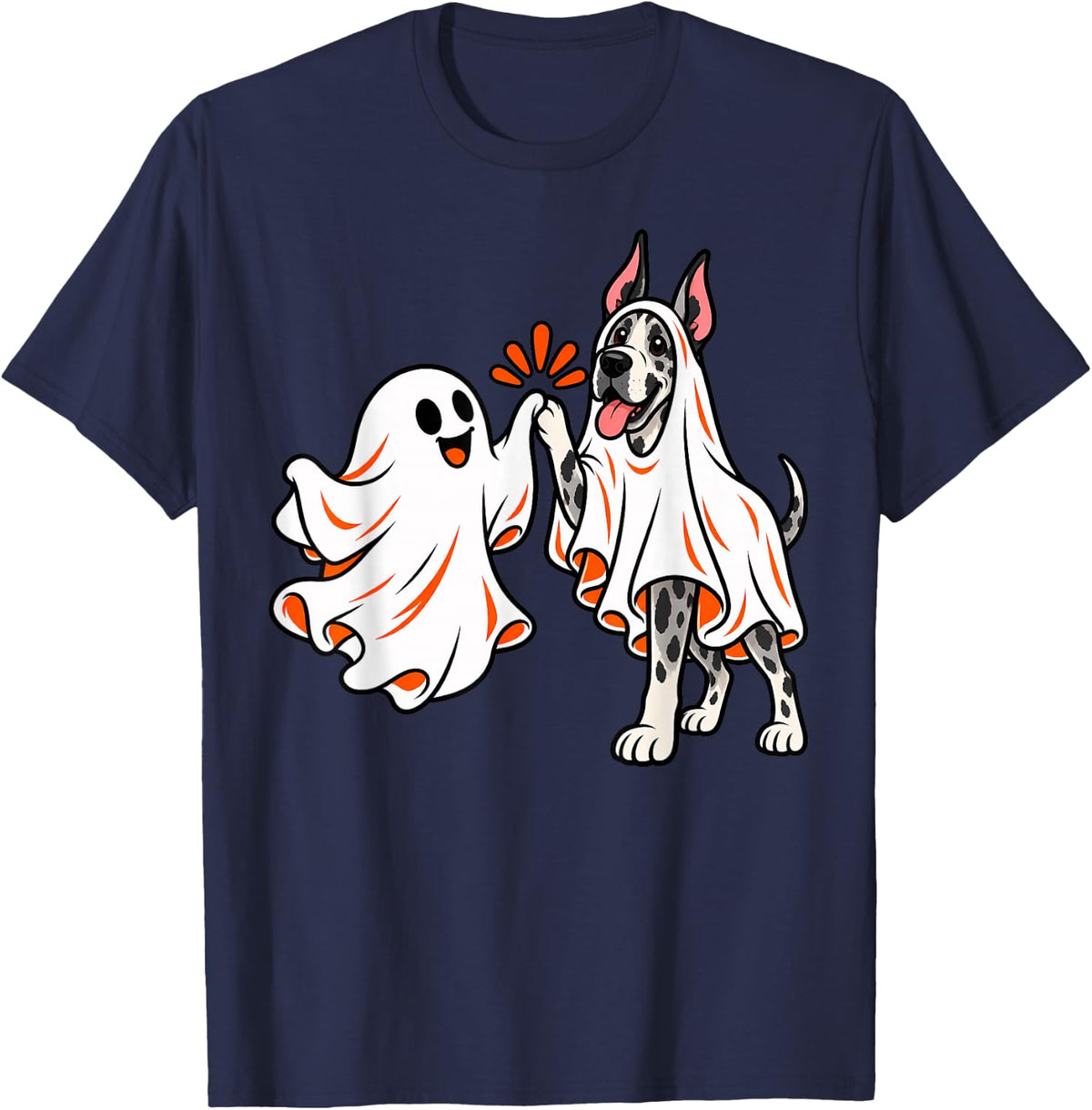 Spooky Ghost Great Dane Dog Halloween Costume for Women Men T-Shirt - Navy Blue