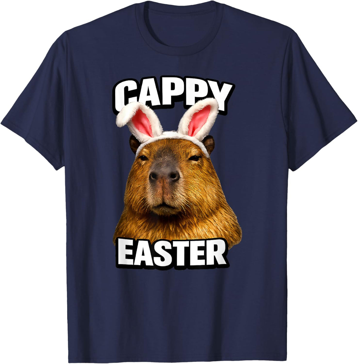 Funny Cappy Easter Capybara Meme T-Shirt - Navy Blue
