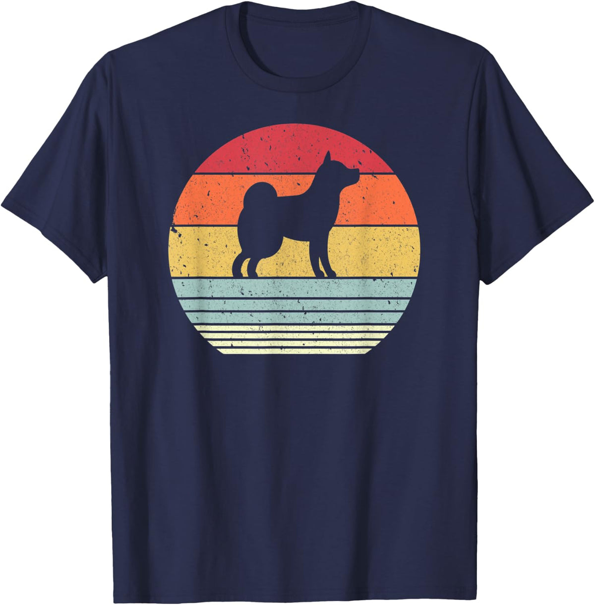 Shiba Inu Shirt. Retro Style T-Shirt - Navy Blue