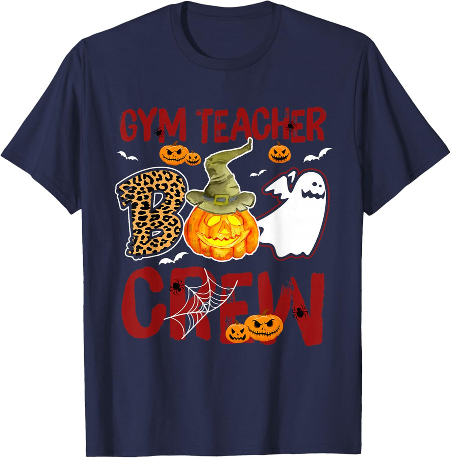 Gym Teacher Boo Crew Halloween PE Teacher Match T-Shirt - Navy Blue