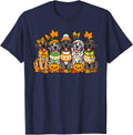 Cute Great Dane Dog Pumpkin Coffee Fall Autumn Halloween T-Shirt - Navy Blue