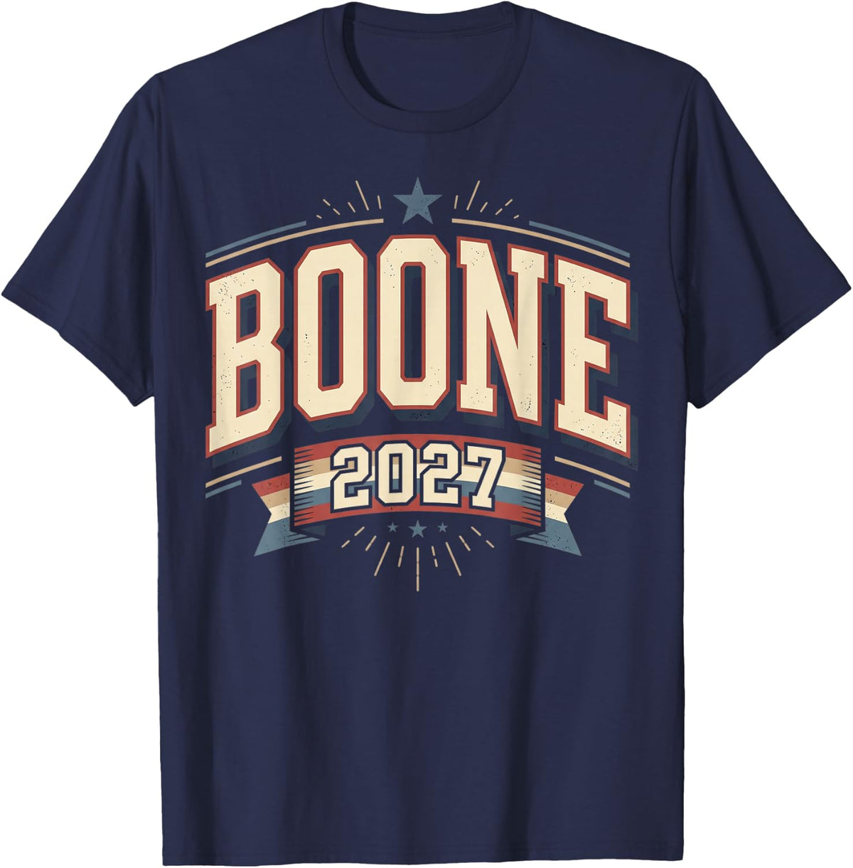 Boone 2027 Retro Vintage New Year Celebration T-Shirt - Navy Blue