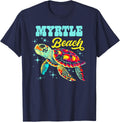 Myrtle Beach SC Artistic Sea Turtle Retro T-Shirt - Navy Blue