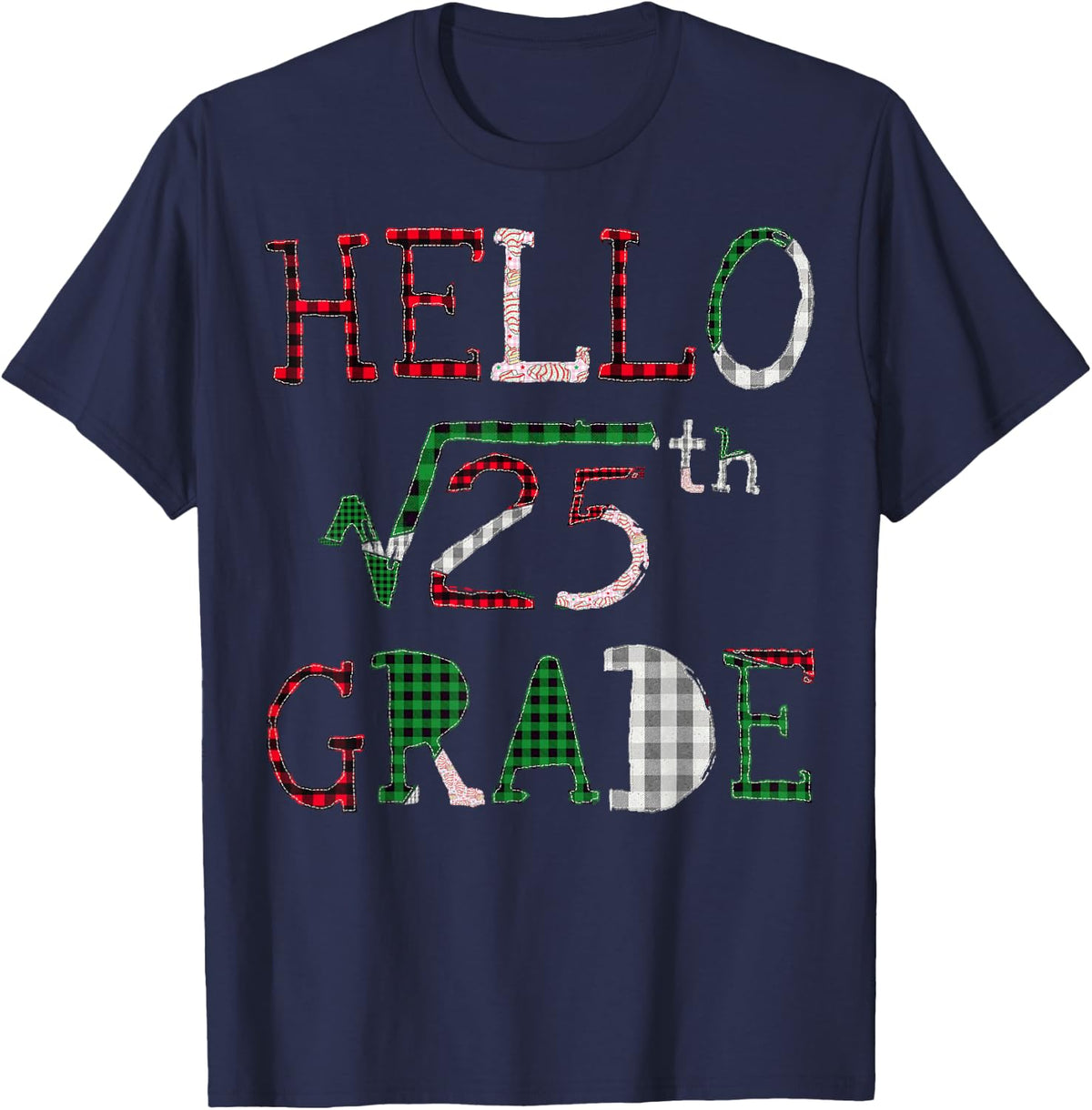 of 25 Kids Math Grade Back Teacher to 5th Root Square School T-Shirt - Navy Blue
