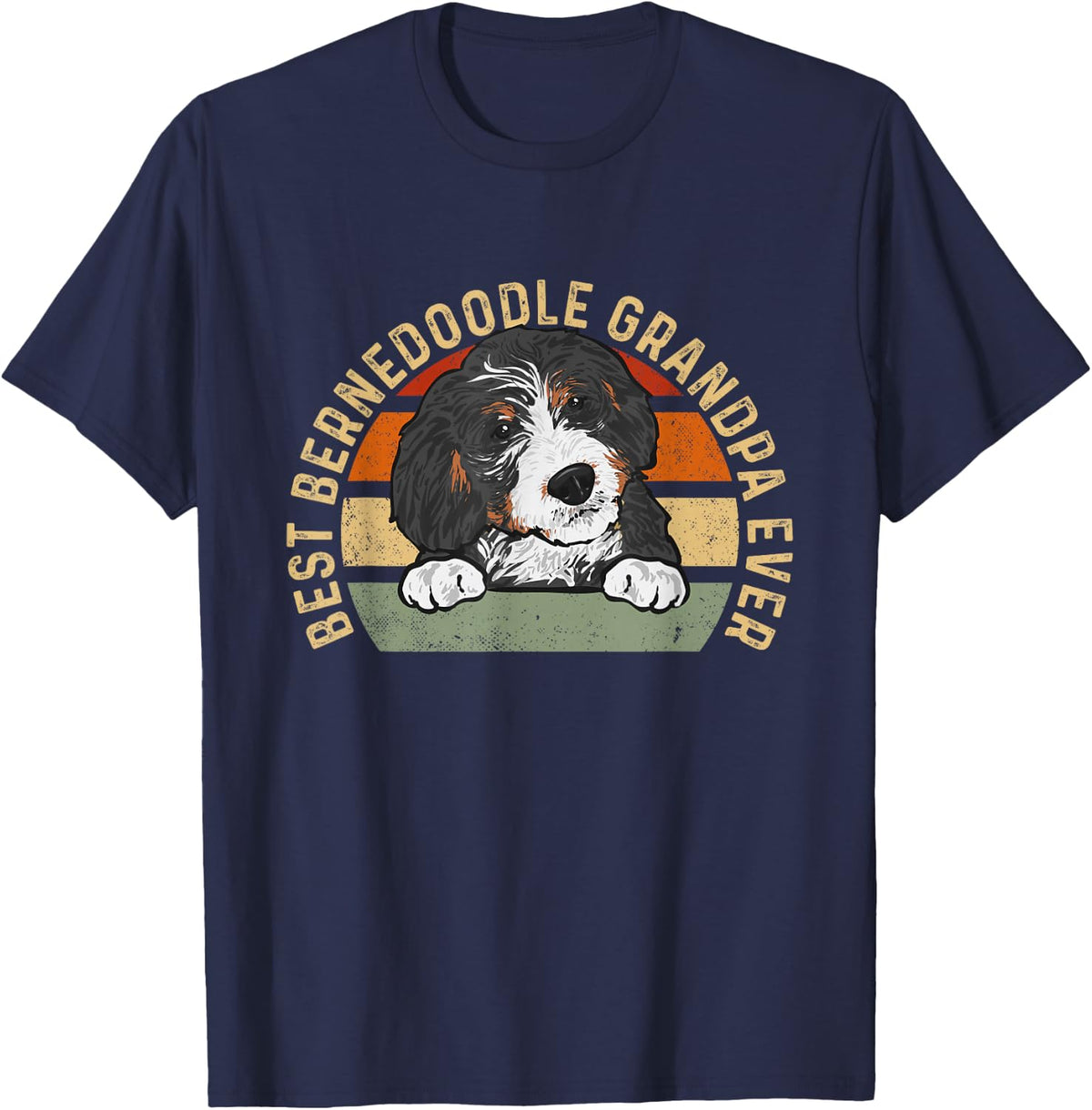 Bernedoodle Dog Dad Best Bernedoodle Grandpa Ever T-Shirt - Navy Blue