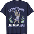 in November We Wear Blue Stomach Cancer Awareness Month Goat T-Shirt - Navy Blue