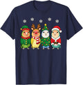 Lovebird Christmas Reindeer Santa Parrot T-Shirt - Navy Blue