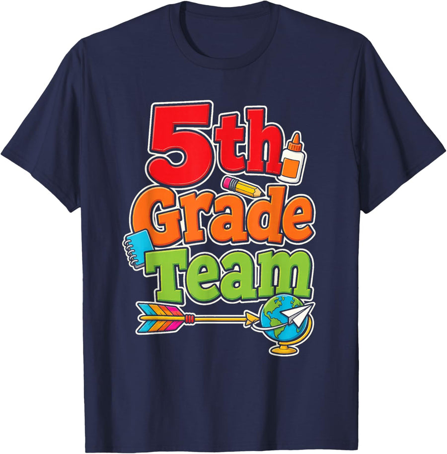 5th Grade Team Fifth Grade First Day of School T-Shirt - Navy Blue