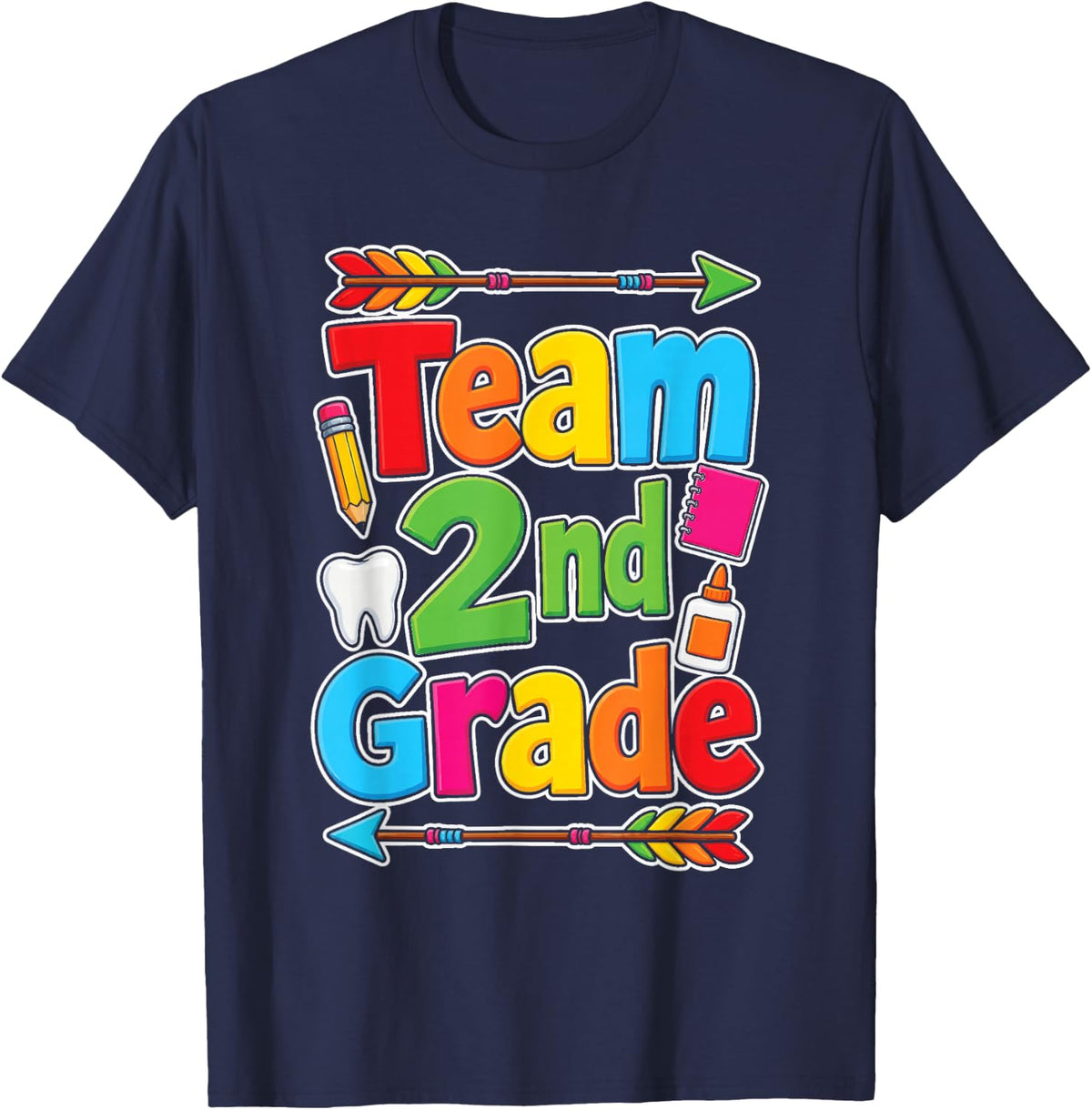 2nd Grade Team Matching School Staff Squad First Day T-Shirt - Navy Blue