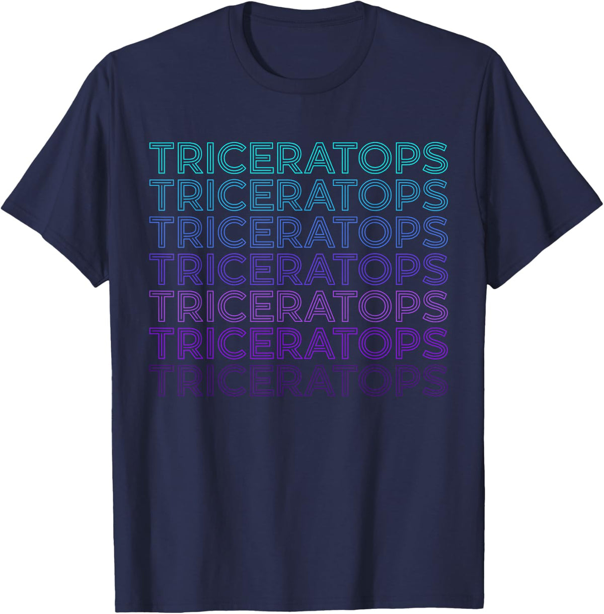 Triceratops Dinosaur Retro T-Shirt - Navy Blue