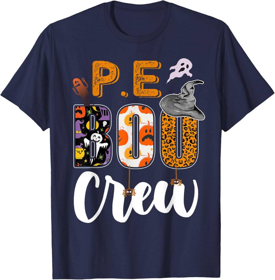 PE Boo Crew Halloween Costume Matching T-Shirt - Navy Blue