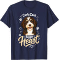 Bernedoodle Dog Breed Heart T-Shirt - Navy Blue