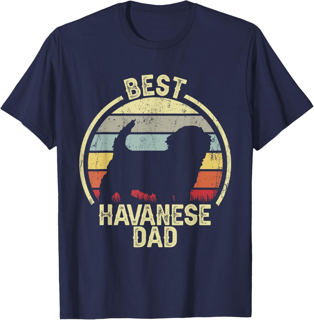 Best Dog Father Dad - Vintage Havanese T-Shirt - Navy Blue
