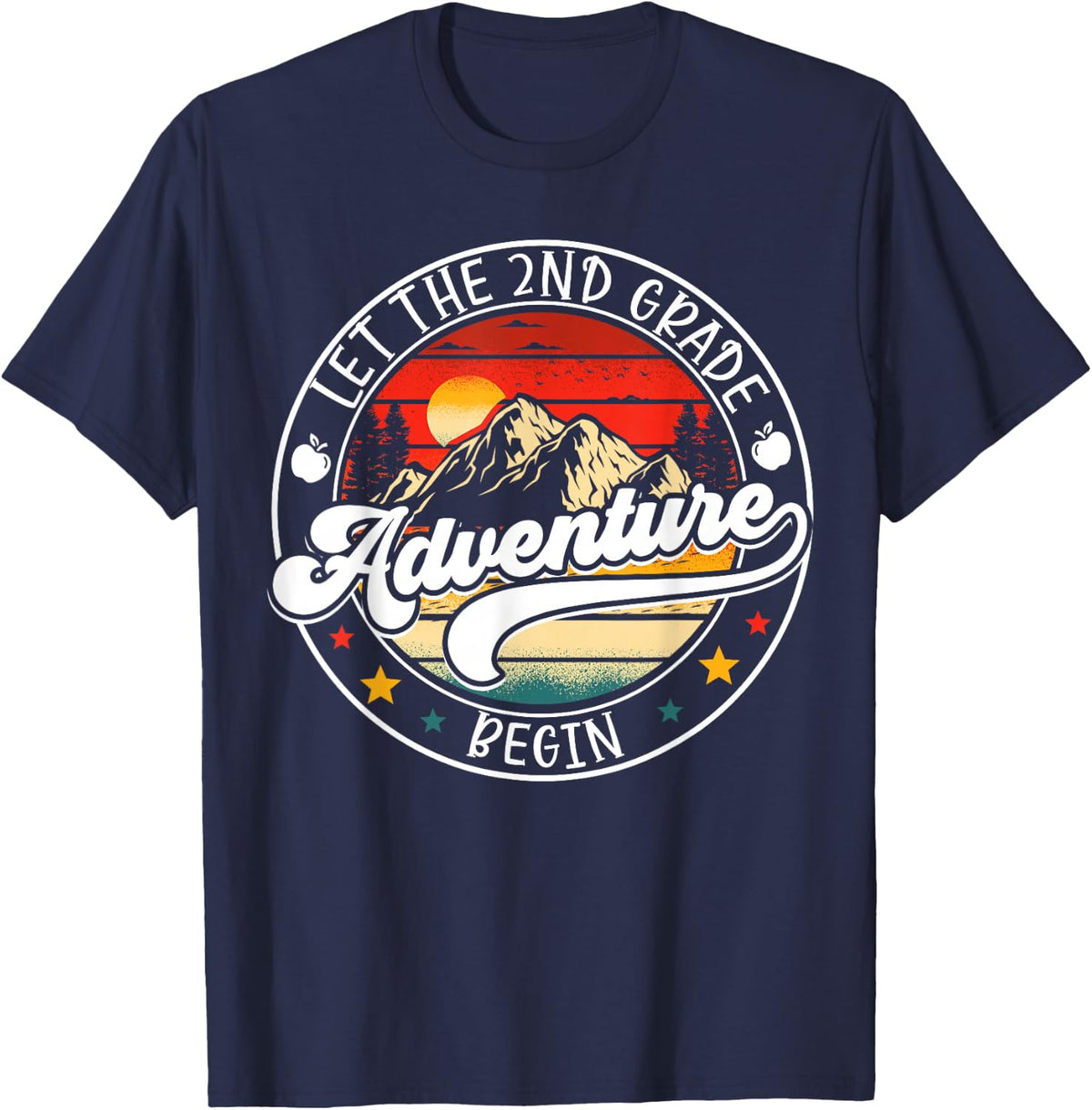 Back to School Let The 2nd Second Grade Adventure Begin Kid T-Shirt - Navy Blue