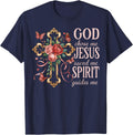 God Chose Me Jesus Saved Me Pretty Rose Cross Christian T-Shirt - Navy Blue