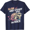 Turtle Slow And Steady Wins The Race Cool Turtles T-Shirt - Navy Blue