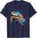 Sea Turtle Watercolor Graphic T-Shirt - Navy Blue