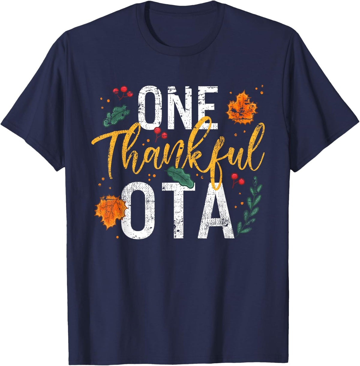 One Thankful OTA Thanksgiving Vintage T-Shirt - Navy Blue