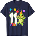 11 Years Old Turtle Lover 11th Birthday Sea Animals Party T-Shirt - Navy Blue