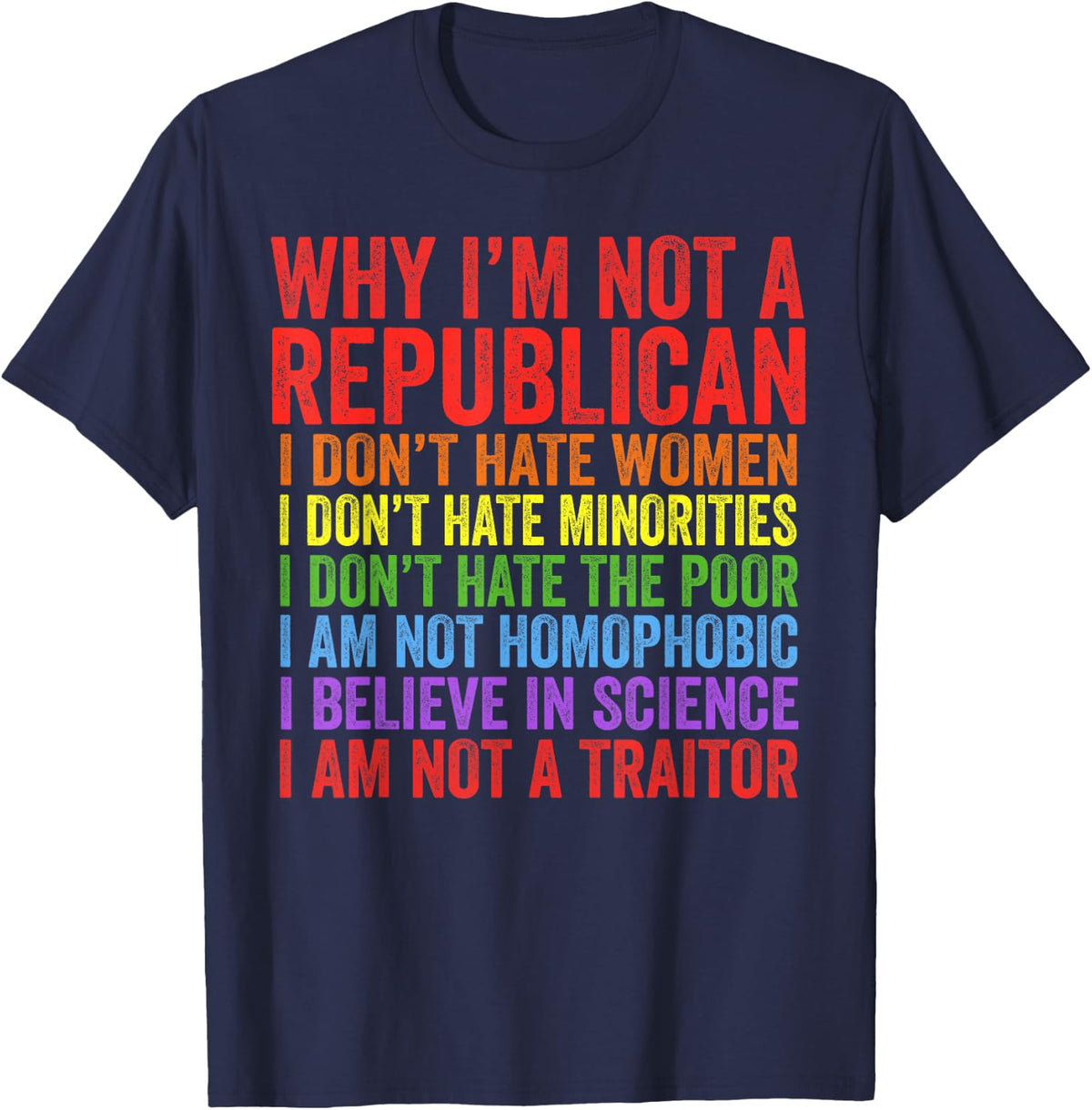 Why I'm Not A Republican I Don't Hate Women... T-Shirt - Navy Blue