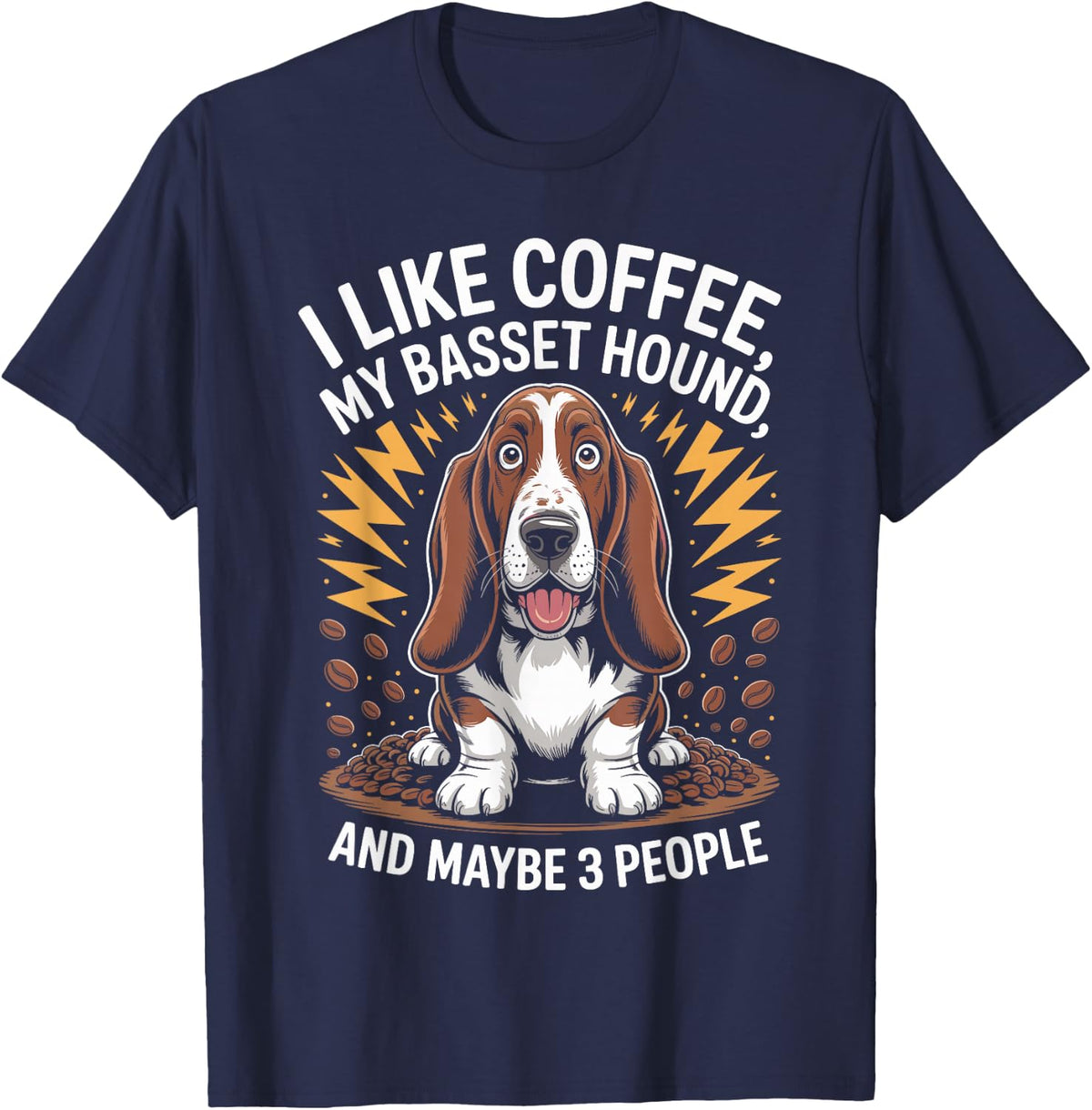 I Like Coffee My Basset Hound Basset Dog Mom T-Shirt - Navy Blue