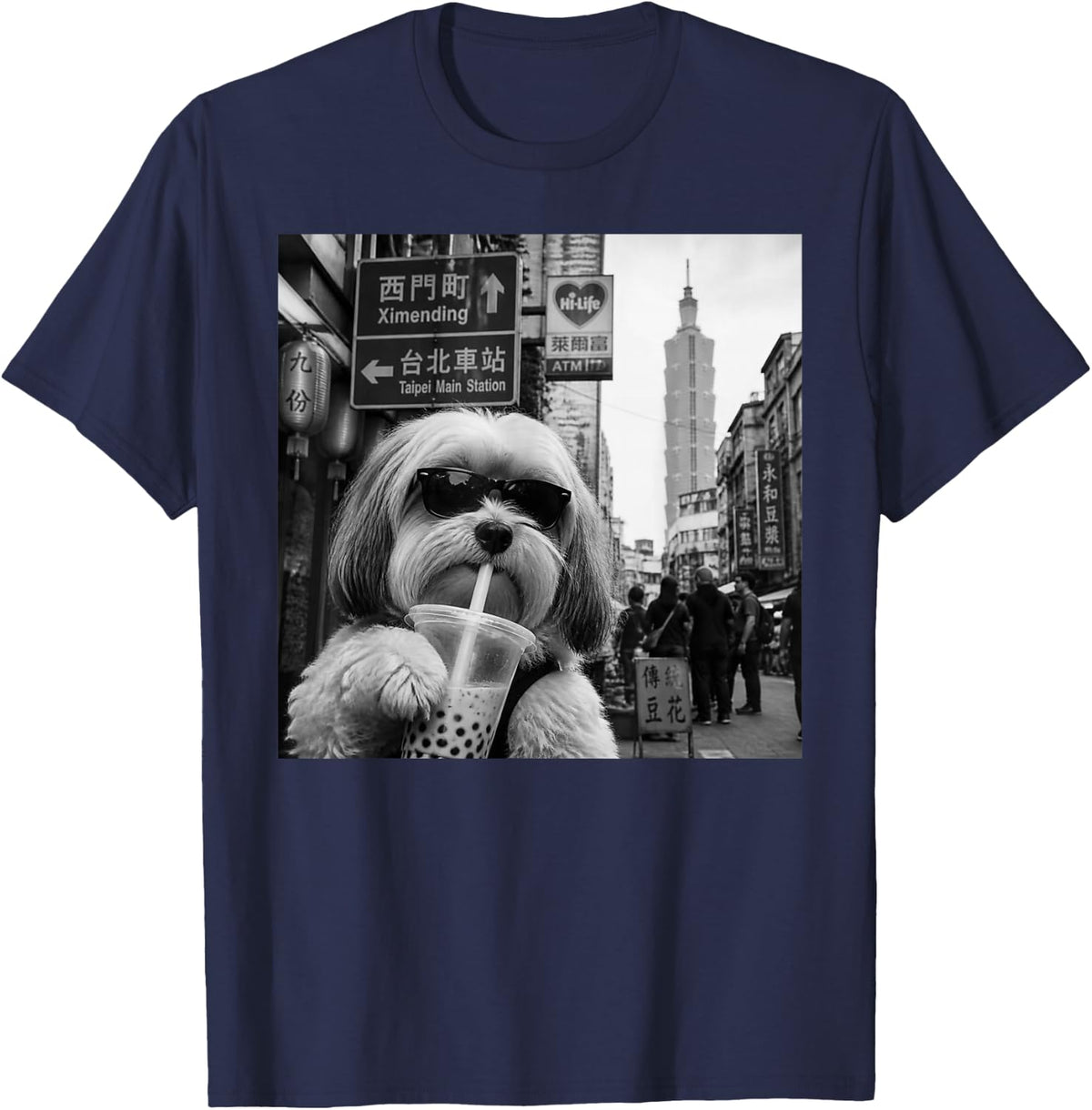 Funny Havanese Boba Tea T-Shirt - Navy Blue