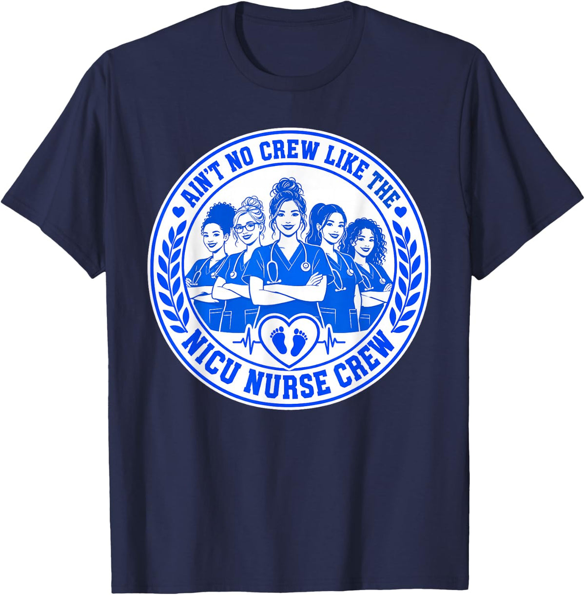 Ain't No Crew Like The Nicu Nurse Crew Medical T-Shirt - Navy Blue