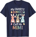 My Favorite Bunnies Call Me Mimi Easter Bunny Easter Day T-Shirt - Navy Blue