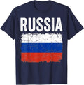 Russia Distressed Flag T-Shirt - Navy Blue