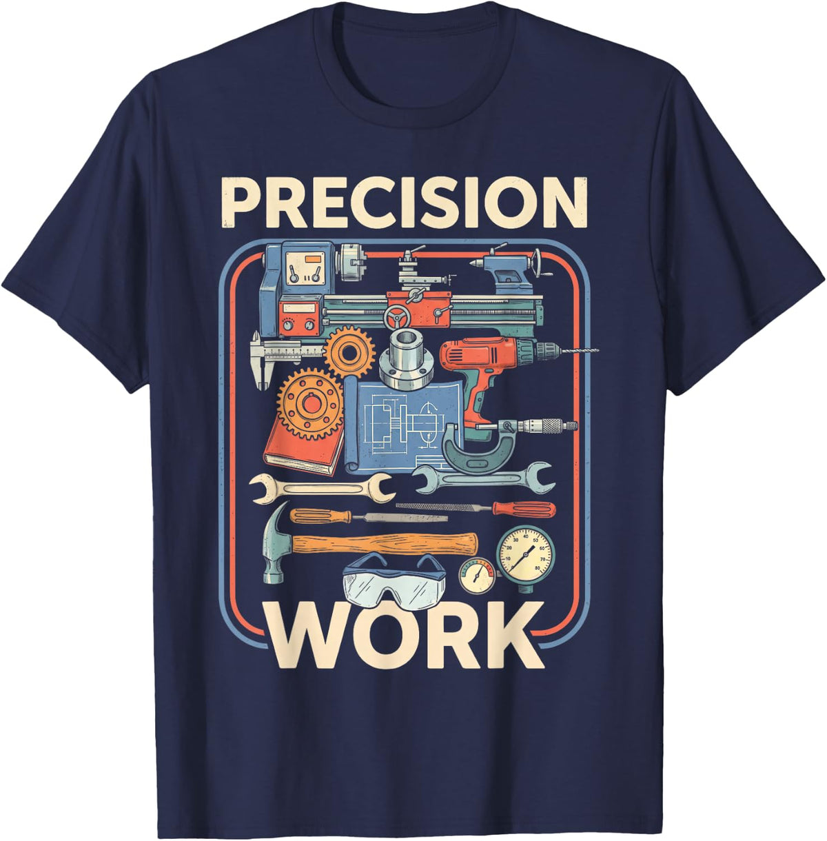 Machinist Appreciation Vintage Poster T-Shirt - Navy Blue