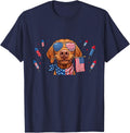 Funny Vizsla Dog American USA Flag Memorial Day 4th of July T-Shirt - Navy Blue