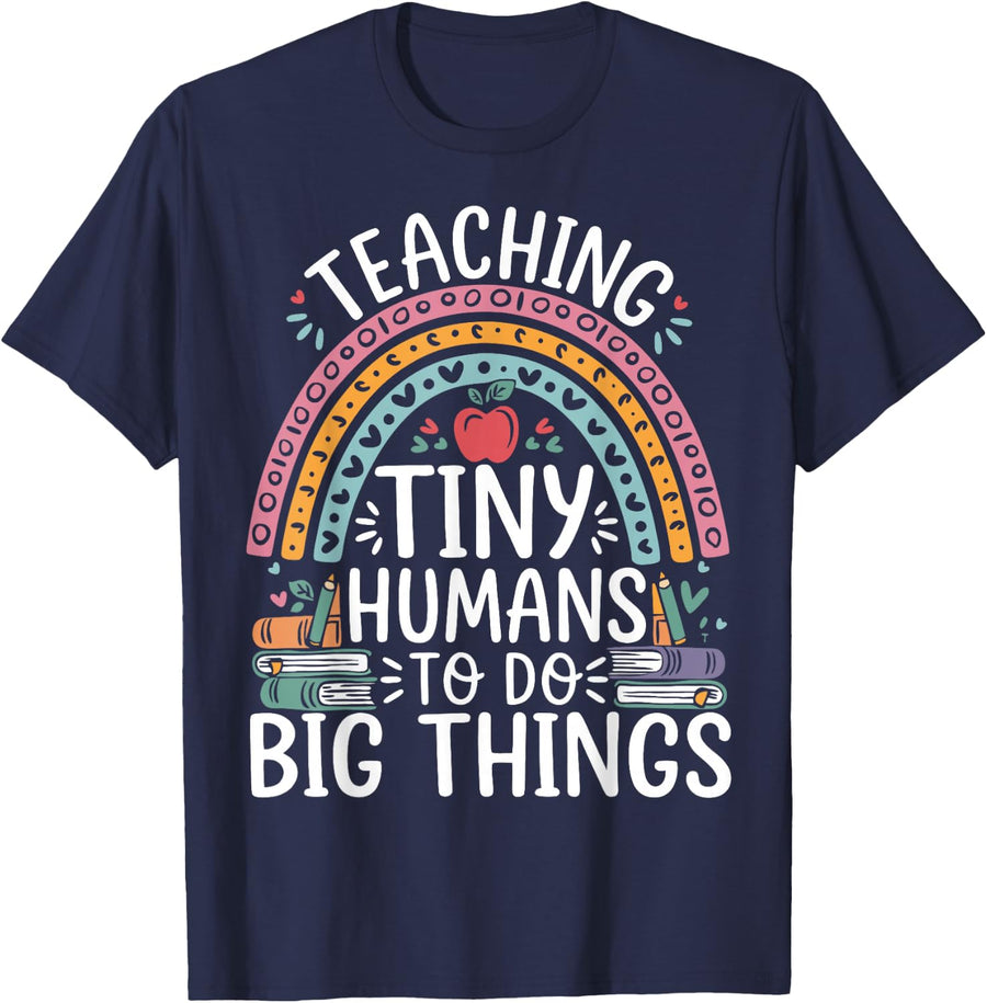 Kindergarten Teacher Tiny Humans Pre-School Teacher T-Shirt - Navy Blue