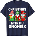 Christmas With My Gnomies Santa Gnome Funny Family Xmas Kids T-Shirt - Navy Blue