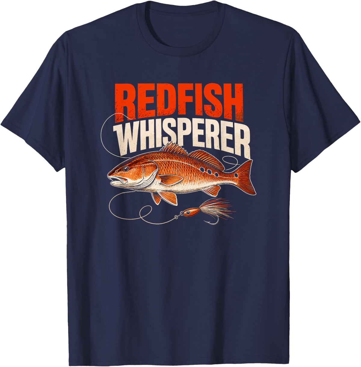 Redfish Whisperer Angler Fishing Trip T-Shirt - Navy Blue